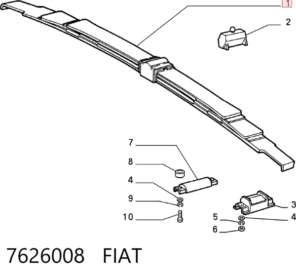 Ballesta de suspensión trasera Fiat Fiorino 146 Uno
