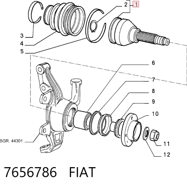 Junta homocinetica 7656786 Fiat/Alfa/Lancia