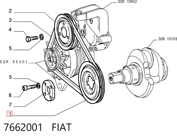 Polea de cigüeñal 7662001 Fiat/Alfa/Lancia