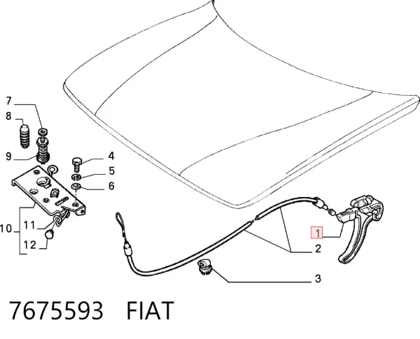 Palanca de apertura del capó 7675593 Fiat/Alfa/Lancia