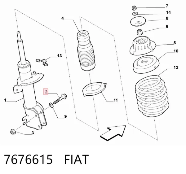 Tornillo de fijación del amortiguador delantero 7676615 Fiat/Alfa/Lancia