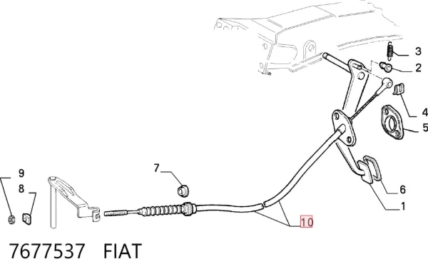 Cable de embrague 7677537 Fiat/Alfa/Lancia