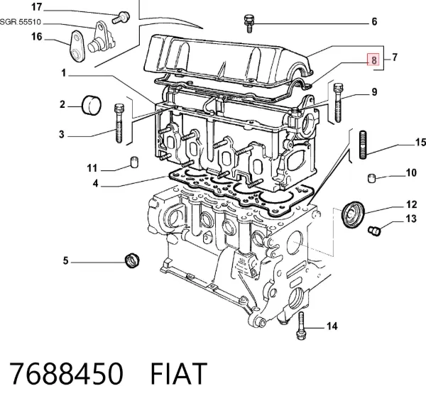Junta tapa de balancines 7688450 Fiat/Alfa/Lancia
