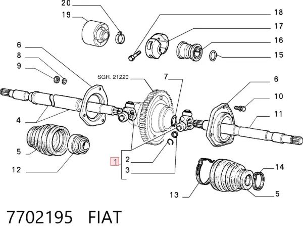 Junta trípode interior 7702195 Fiat/Alfa/Lancia
