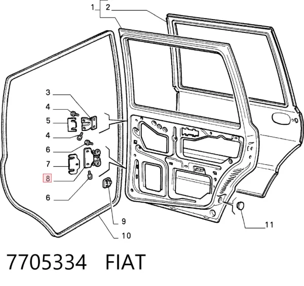 Bisagra de la puerta delantera derecha 7705334 Fiat/Alfa/Lancia
