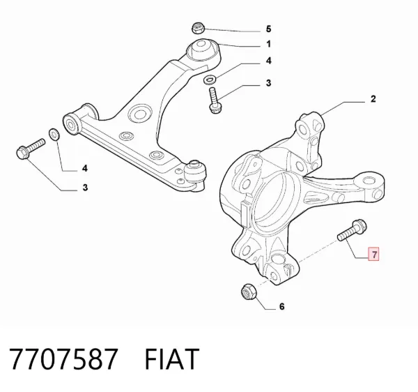 Tornillo de fijación de la rótula de suspensión delantera al muñón 7707587 Fiat/Alfa/Lancia