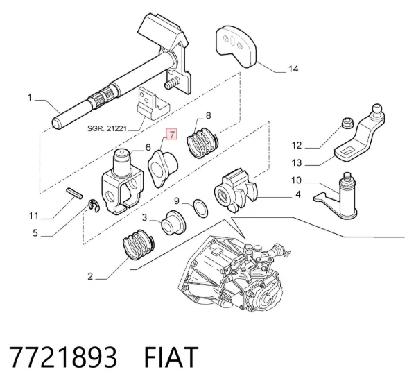 Casquillo palanca cambio 7721893 Fiat/Alfa/Lancia