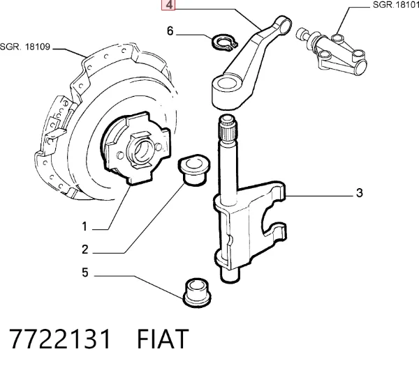 Palanca de la horquilla del embrague 7722131 Fiat/Alfa/Lancia
