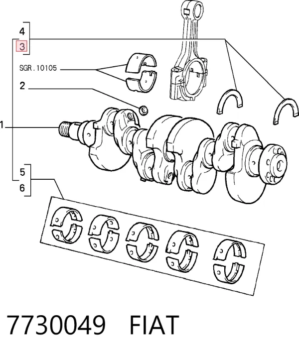 Juego de discos distanciador, cigüeñal, STD 7730049 Fiat/Alfa/Lancia