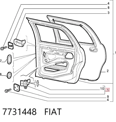Bisagra de la puerta delantera derecha FIAT 7731448