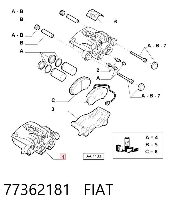 Pinza de freno delantera derecha 77362181 Fiat/Alfa/Lancia