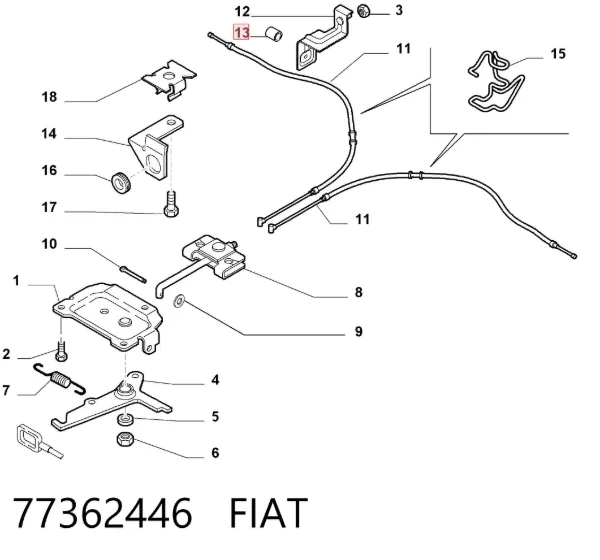 Guía del cable del freno de mano 77362446 Fiat/Alfa/Lancia