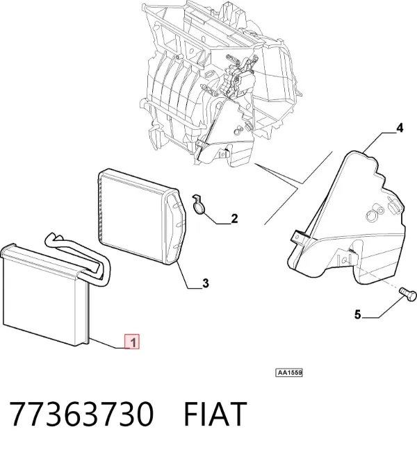 Evaporador de aire acondicionado 77363730 Fiat/Alfa/Lancia