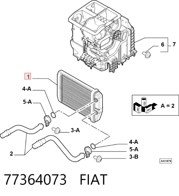 Radiador calefacción 77364073 Fiat/Alfa/Lancia