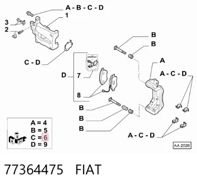 Juego de reparación de frenos traseros FIAT 77364475