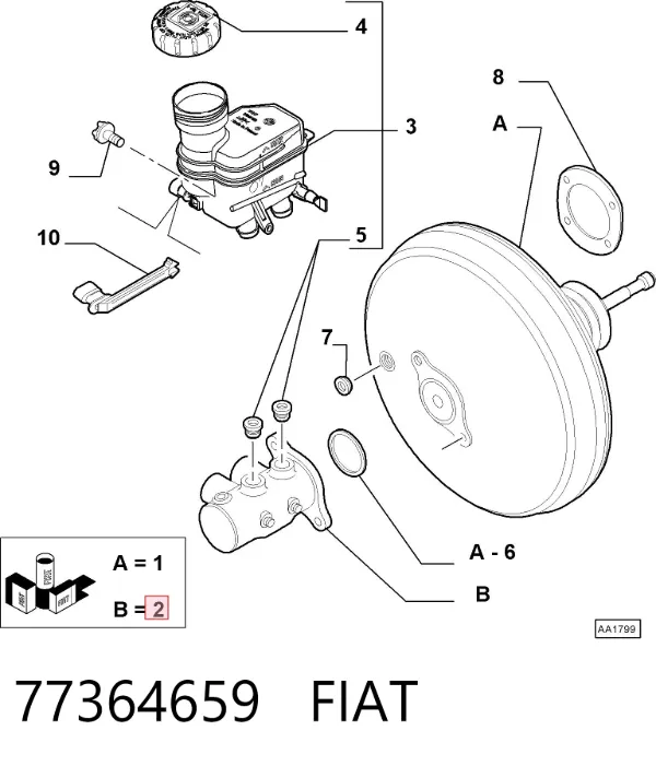 Cilindro maestro de frenos 77364659 Fiat/Alfa/Lancia