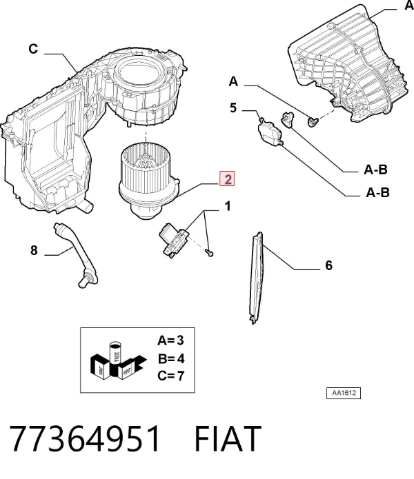 Ventilador habitáculo 77364951 Fiat/Alfa/Lancia