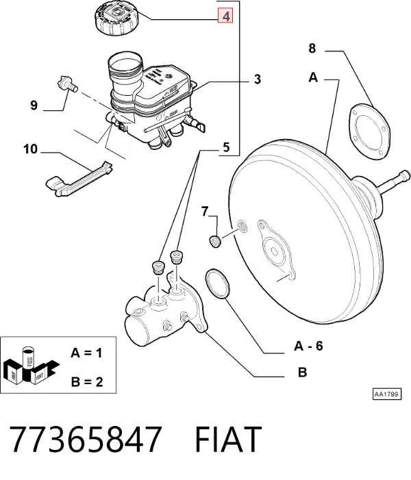 Tapa del depósito del cilindro maestro de freno 77365847 Fiat/Alfa/Lancia
