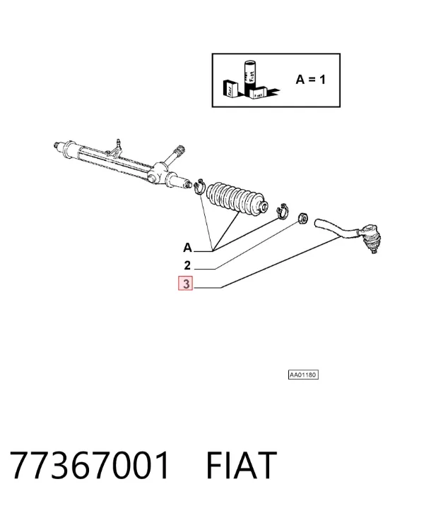 Rótula barra de dirección 77367001 Fiat/Alfa/Lancia