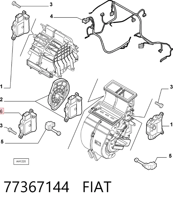 Actuador de compuerta de la calefacción 77367144 Fiat/Alfa/Lancia