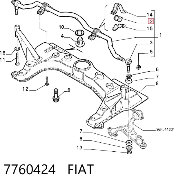 Buje de barra estabilizadora delantera 7760424 Fiat/Alfa/Lancia