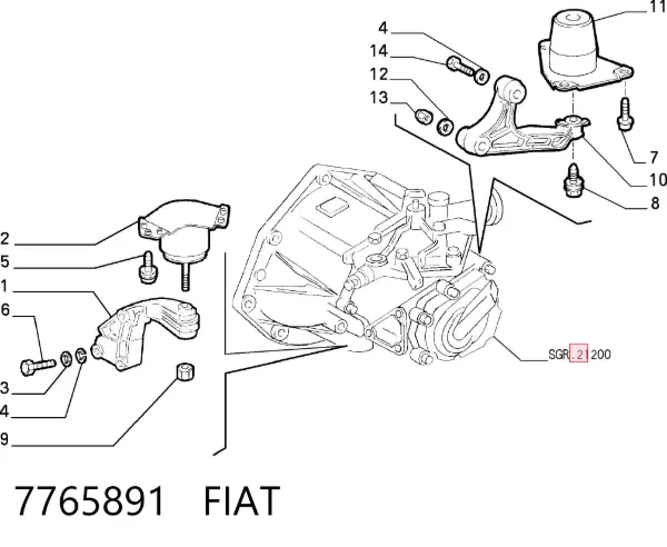Soporte de motor delantero 7765891 Fiat/Alfa/Lancia