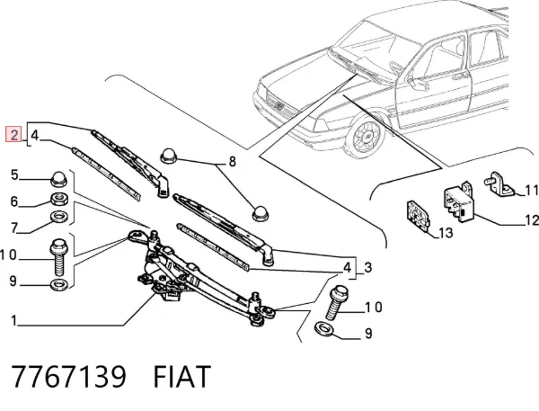 Brazo del limpiaparabrisas 7767139 Fiat/Alfa/Lancia