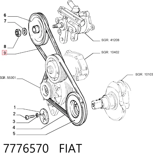 Correa de alternador 7776570 Fiat/Alfa/Lancia