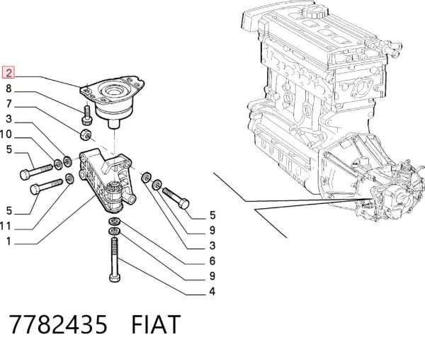 Soporte izquierdo del motor 7782435 Fiat/Alfa/Lancia