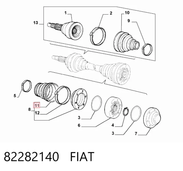 Fuelle de semieje delantero interior 82282140 Fiat/Alfa/Lancia