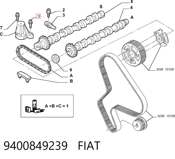 Kit de cadena de distribución 9400849239 Fiat/Alfa/Lancia