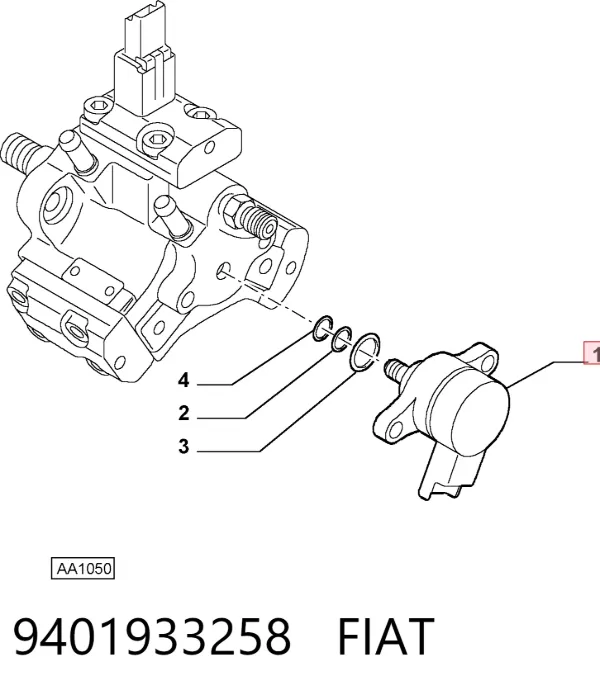 Válvula reguladora de presión del sistema common rail 9401933258 Fiat/Alfa/Lancia