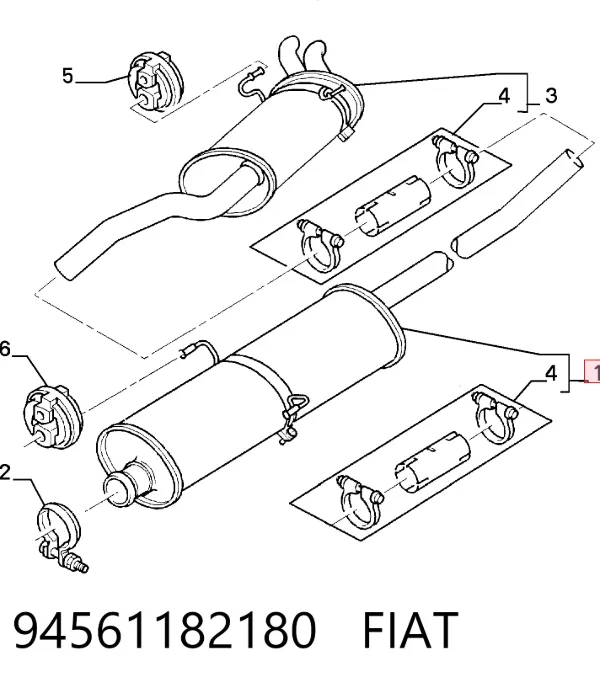 Silenciador central 94561182180 Fiat/Alfa/Lancia