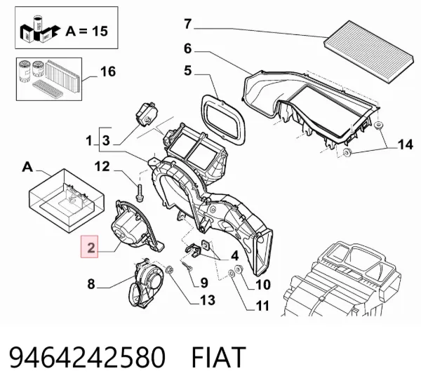 Ventilador habitáculo 9464242580 Fiat/Alfa/Lancia