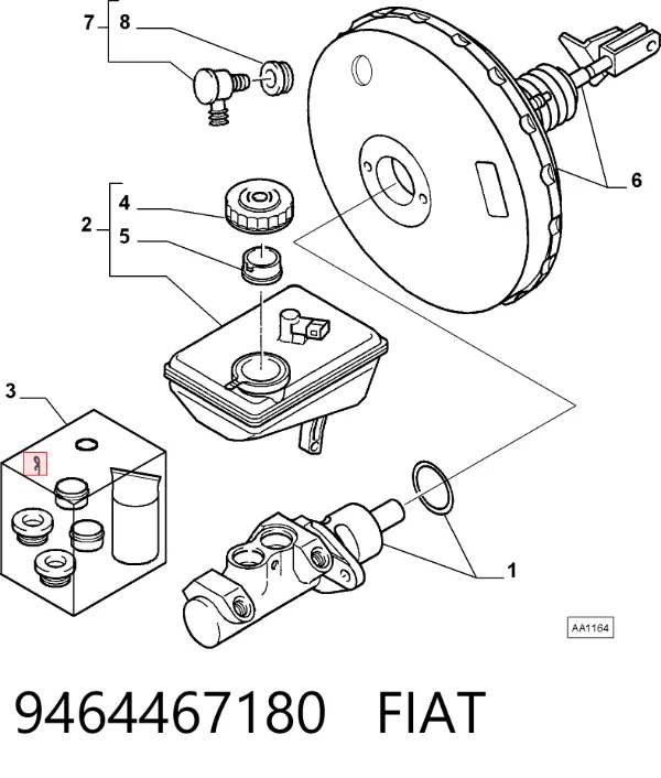 Kit de reparación cilindro de freno principal 9464467180 Fiat/Alfa/Lancia