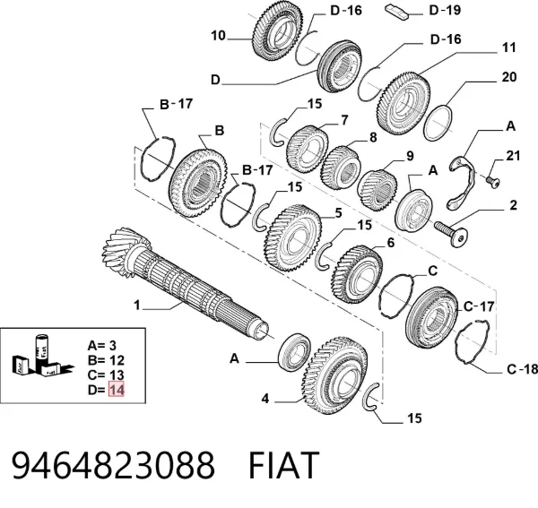 Sincronizador de 5ª y 6ª marcha 9464823088 Fiat/Alfa/Lancia