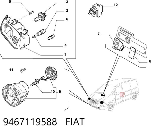 Faro izquierdo 9467119588 Fiat/Alfa/Lancia