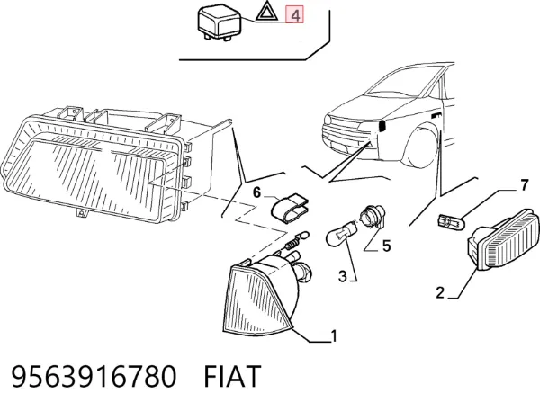 Relé de intermitentes 9563916780 Fiat/Alfa/Lancia