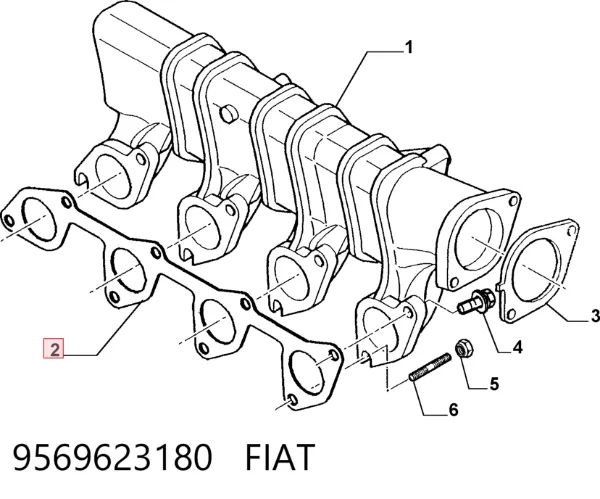 Junta de colector de admisión 9569623180 Fiat/Alfa/Lancia