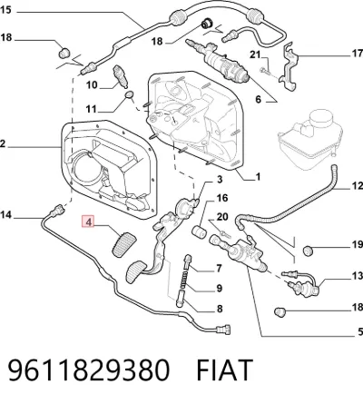 Cubierta del pedal de embrague FIAT 9611829380