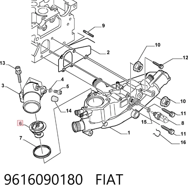Termostato 9616090180 Fiat/Alfa/Lancia