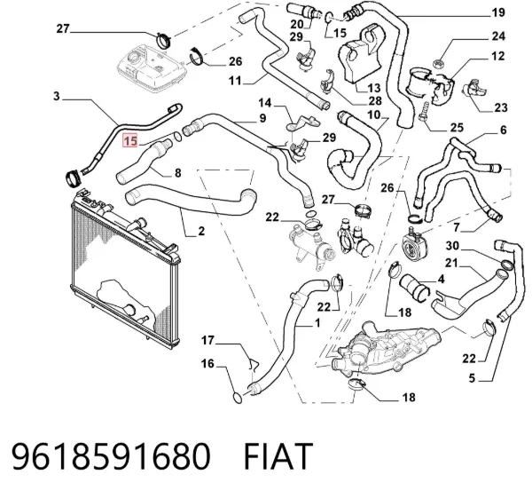 Anillo de sellado del tubo del radiador de la calefacción 9618591680 Fiat/Alfa/Lancia