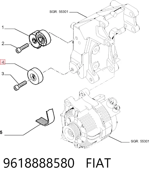 Polea inversión / guía, correa poli V 9618888580 Fiat/Alfa/Lancia