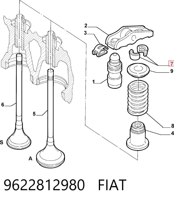 Chaveta De Sujecion De Valvula 9622812980 Fiat/Alfa/Lancia