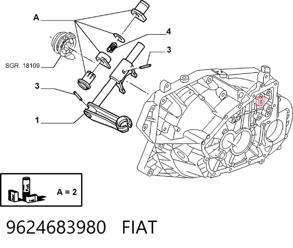 Horquilla de embrague 9624683980 Fiat/Alfa/Lancia