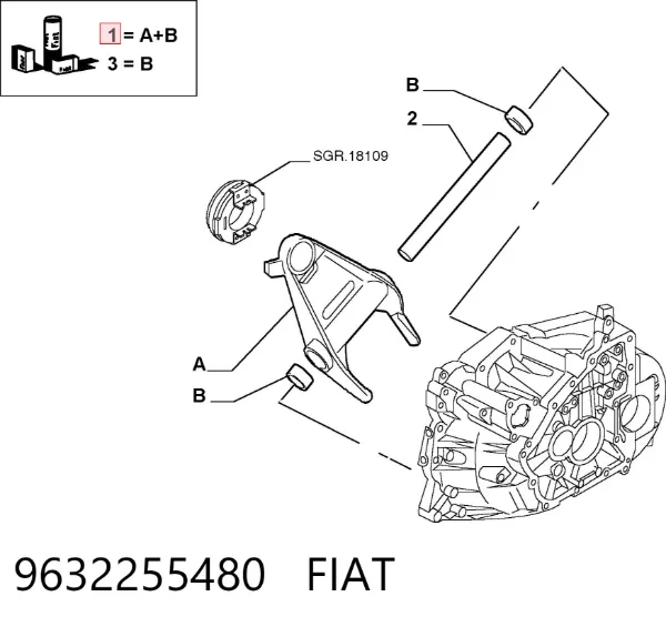 Horquilla de embrague 9632255480 Fiat/Alfa/Lancia