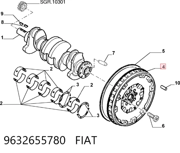 Volante motor 9632655780 Fiat/Alfa/Lancia