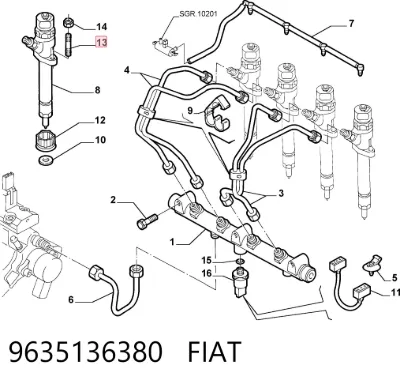 Tornillo de fijación del inyector FIAT 9635136380
