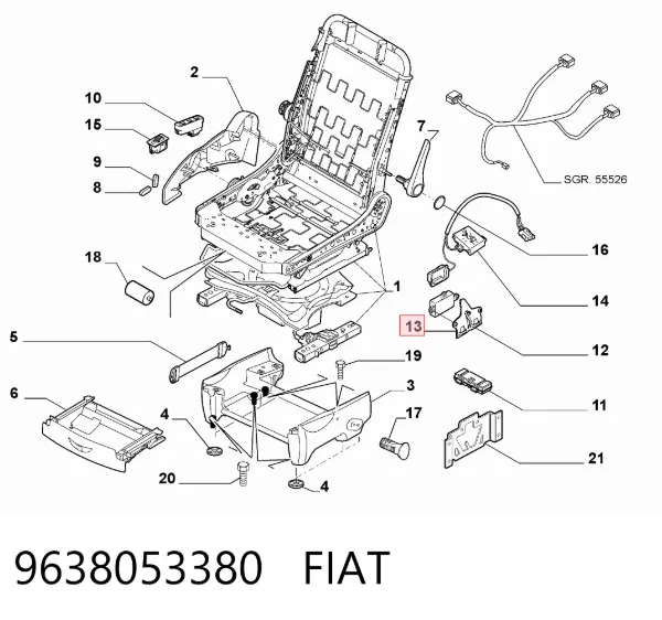 Relé de calefacción de asiento 9638053380 Fiat/Alfa/Lancia