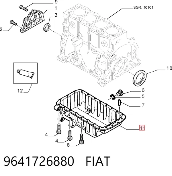 Cárter de aceite del motor 9641726880 Fiat/Alfa/Lancia